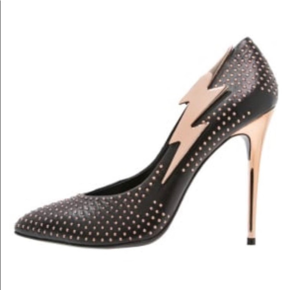 Ivy Kirzhner Lightening Bolt Black Gold Stud Heel - Picture 2 of 8